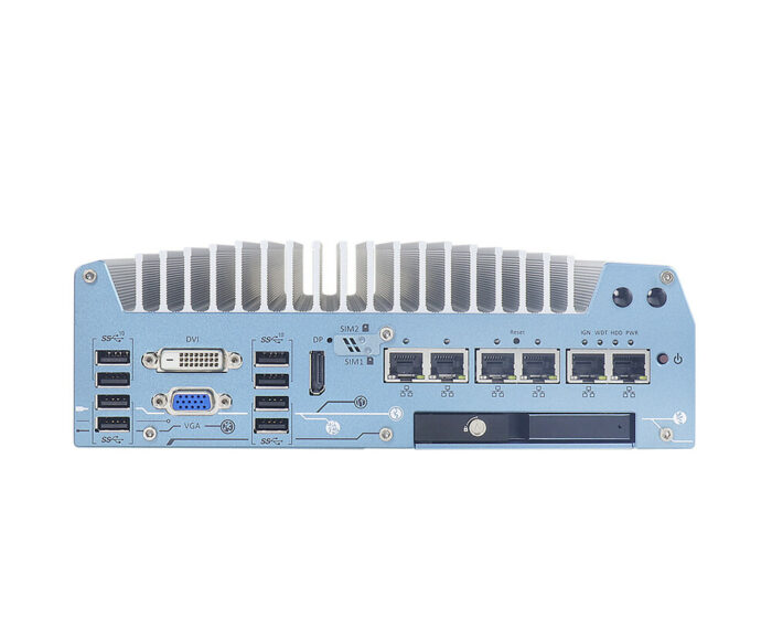 Nuvo-7000LP Serie: Robuster lüfterloser Embedded PC mit Intel® Core™, Pentium®, Celeron® 9th/8th Gen - MIL-STD-810G- front