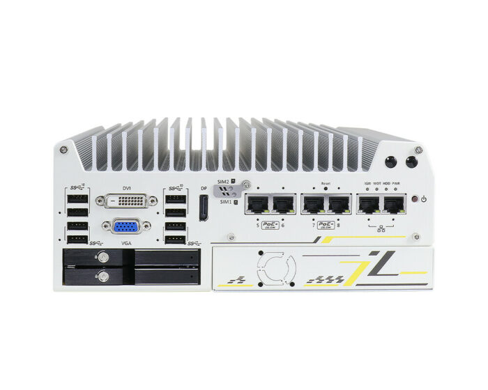 Nuvo-7200VTC Serie: Fahrzeugtauglicher lüfterloser Embedded PC mit Intel® Core™ 8th/9th Gen CPUs - Nuvo-7208VTC - front