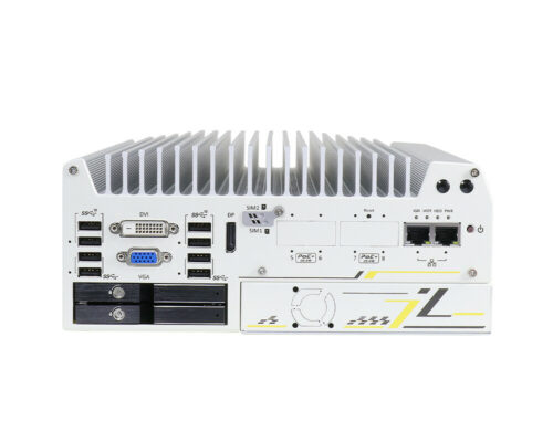 Nuvo-7250VTC Serie: Fahrzeugtauglicher lüfterloser Embedded PC mit Intel® Core™ 8th/9th Gen CPUs und Notstrommodul - front