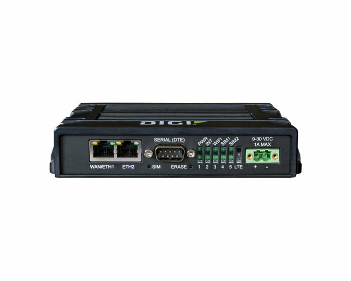 Digi IX20 - Industrial LTE cellular router without Wi-Fi (no antennas - front)