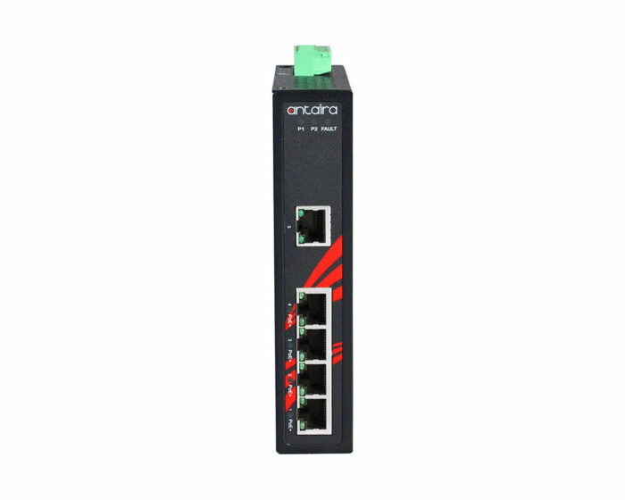 ANT LNP-0500G Serie - 5-Port Industrial Gigabit PoE+ Unmanaged Ethernet Switch: Front