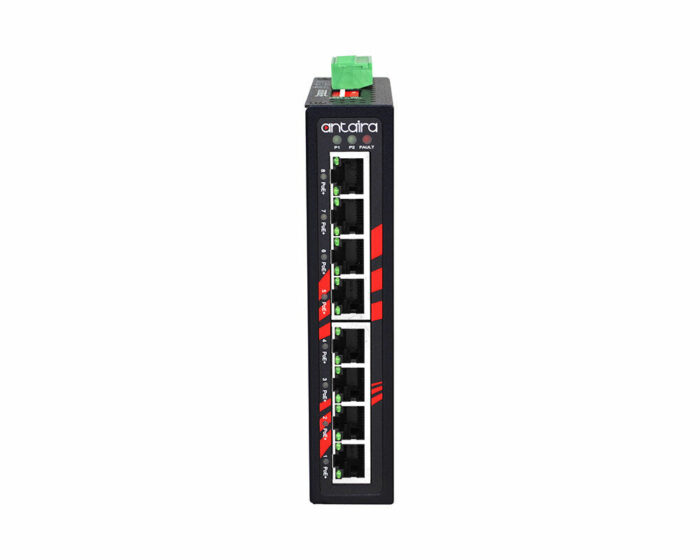 ANT LNP-0800 Serie - Industrielle 8-Port PoE+ Unmanaged Ethernet Switches für widrige Bedingungen: front