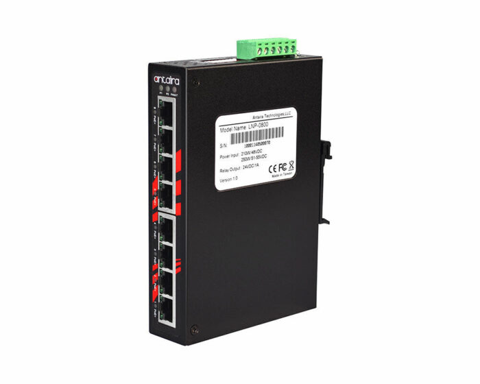 ANT LNP-0800 Serie - Industrielle 8-Port PoE+ Unmanaged Ethernet Switches für widrige Bedingungen: side