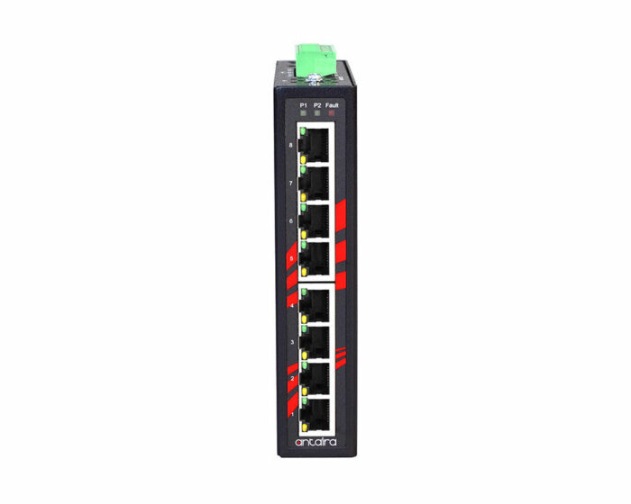 ANT LNX-800A Serie - Industrielle 8-Port Unmanaged Ethernet Switches für widrige Bedingungen: front